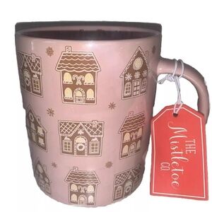 Mistletoe Co Christmas Gingerbread Houses Pink Iridescent Holiday Mug